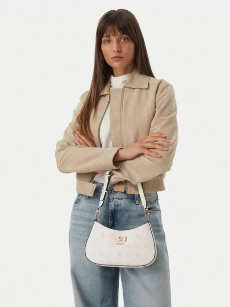 Kabelka Guess Emelie Logo Krémová