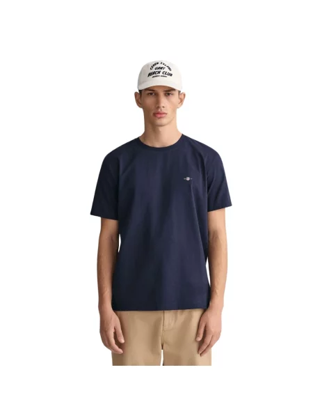 T-shirt o kroju regular fit z wyhaftowanym logo model ‘SHIELD’ Gant niebieska