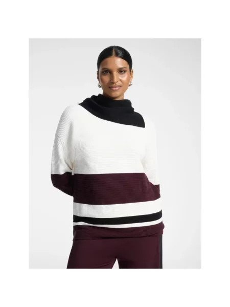 Sweter z golfem Elena Miro' w paski z paskiem