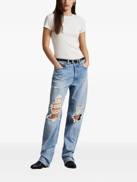 Tricou Polo Ralph Lauren din piele cu broderie în carouri maro