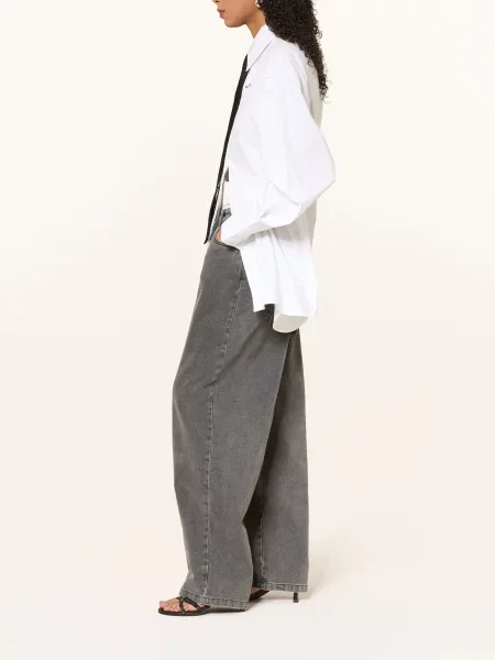 Karo Kauer Džíny S Širokými Nohavicemi Z Kombinace Materiálů dark grey washed šedé