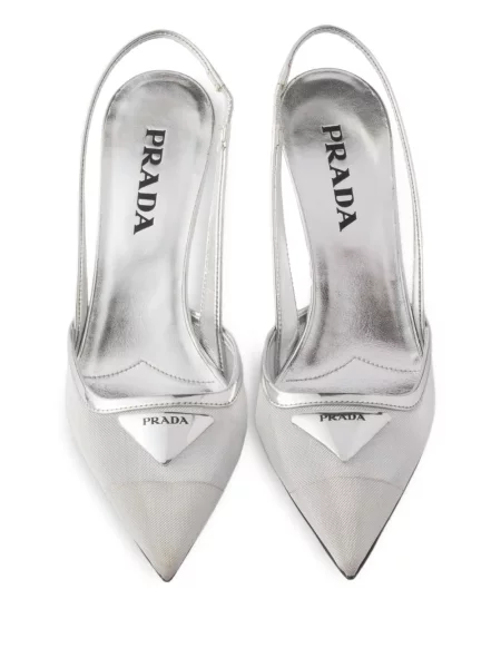 Pantofi cu toc Prada slingback alb