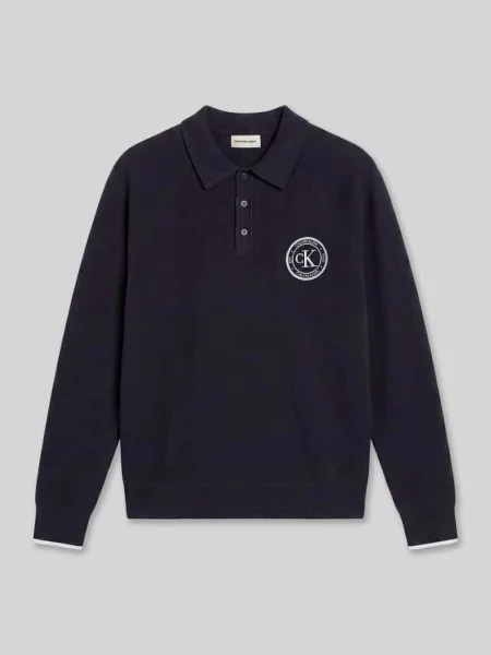 Sweter z mieszanki bawełny o kroju relaxed fit Calvin Klein Jeans granatowy
