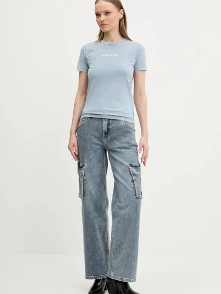 Kratka majica Guess Jeans modra