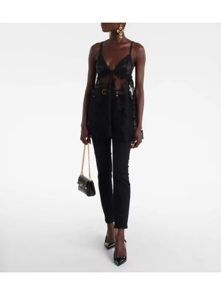 Top Dolce&gabbana cu model floral din dantelă negru