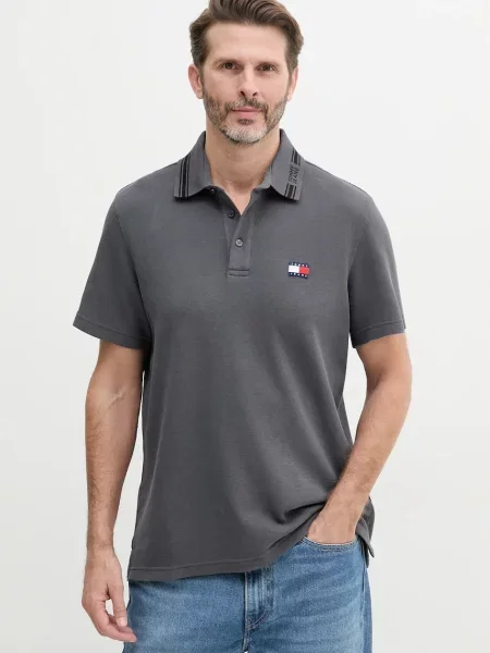 Tommy Jeans polo de uni gri