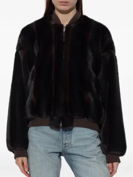Geacă bomber Mm6 Maison Margiela cu blană maro