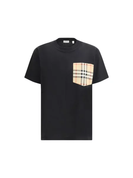 Koszulka Burberry w kratę z okrągłym dekoltem czarna