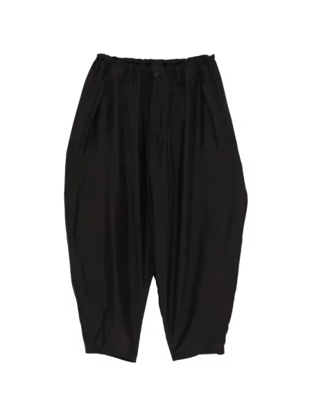 Pantaloni Yohji Yamamoto de mătase drapate negru