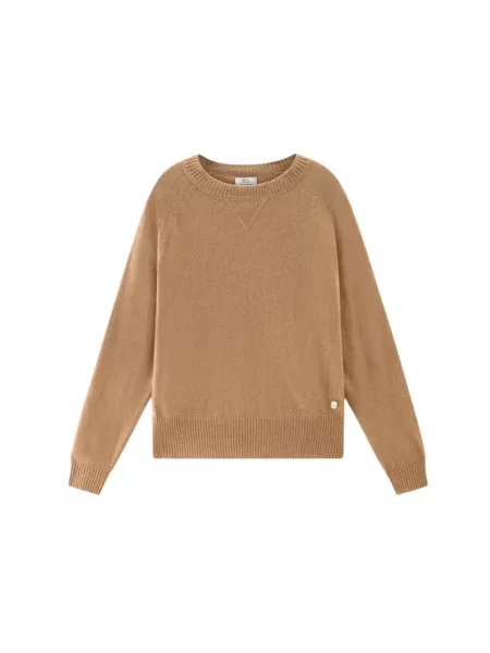 Sweter Woolrich wełniany klasyczny brązowy