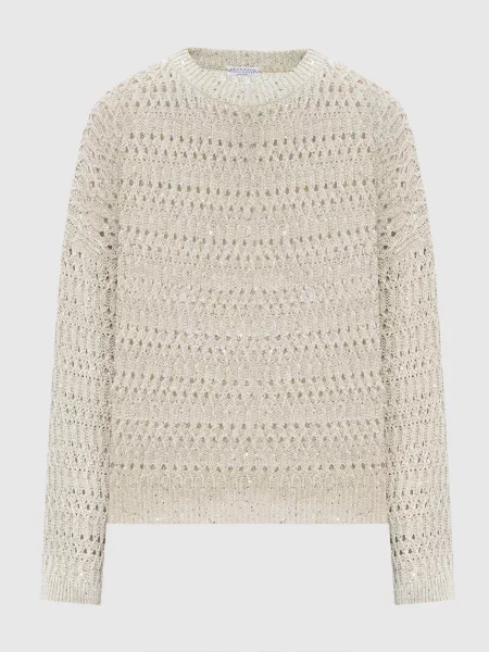 Джемпер з льону Brunello Cucinelli бежевий