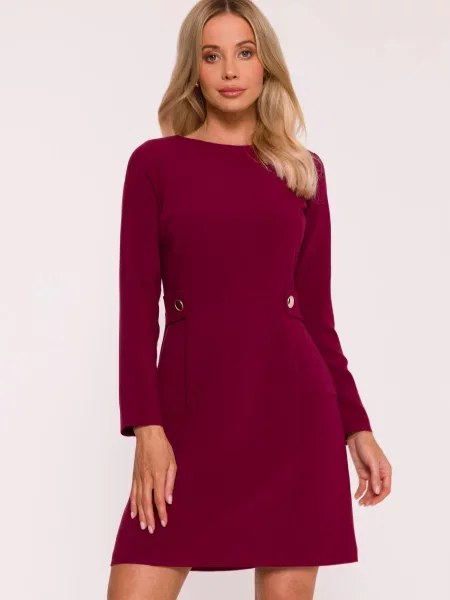 Lung rochie mini Stylove cu mâneci lungi în linie A alb