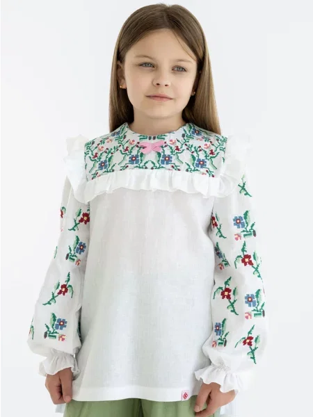 Детская рубашка Folk Moda белая