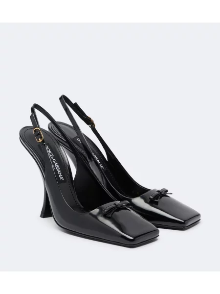 Pantofi cu toc Dolce&gabbana din piele de lac slingback negru