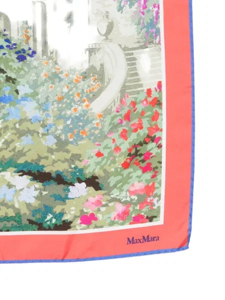 Fular Max Mara cu model floral cu imagine verde
