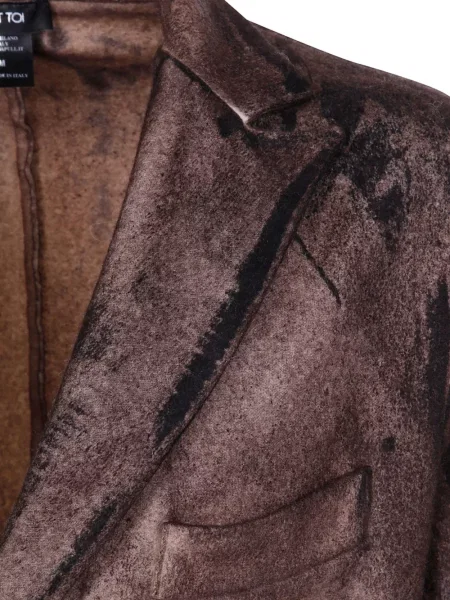 Vlněné sako Avant Toi s potiskem s abstraktním vzorem hnědé