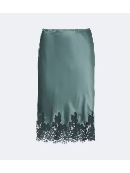 Fustă midi Dôen din satin verde