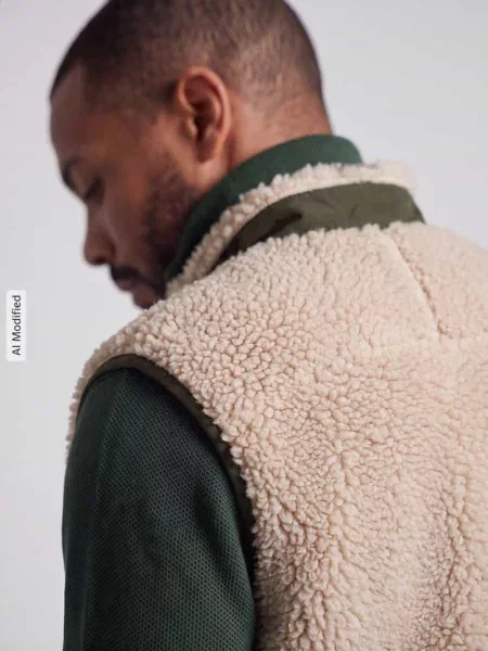Kamizelka z teddy z kieszenią w kontrastowym kolorze Polo Ralph Lauren beżowa