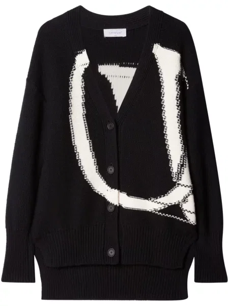 Cardigan Off-white de lână cu autograf alb