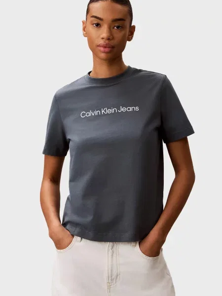 Класична футболка Calvin Klein Jeans з лого зелена