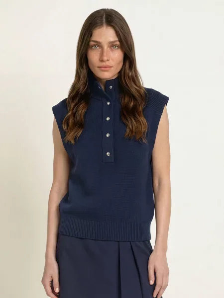 Claudie Pierlot Kamizelka Swetrowa blau granatowa