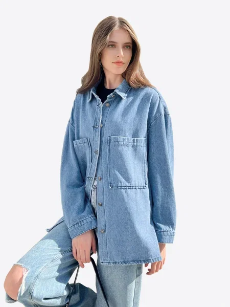 Imily Bela Geacă de primăvară-toamnă denim albastru