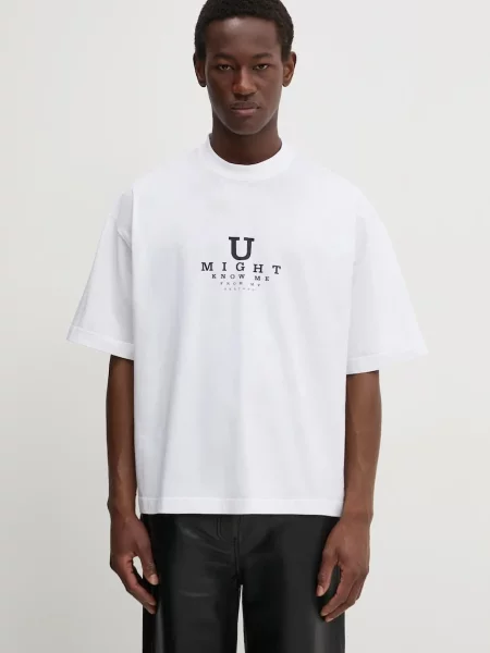 VETEMENTS tricou din U Might Know Me Cropped Boxy cu imprimeu alb