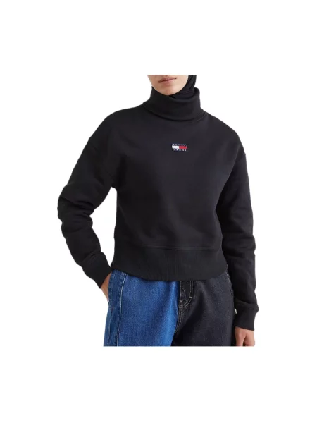 Golf Tommy Hilfiger z dżerseju o krotszym kroju z okrągłym dekoltem czarny