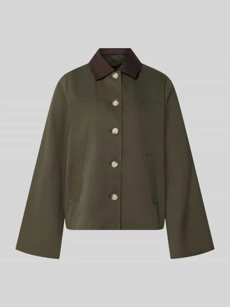 Kurtka Vero Moda z wykładanym kołnierzem oliwkowa