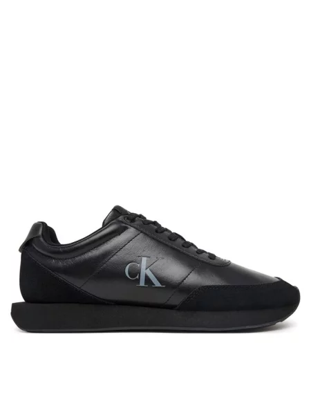 Calvin Klein Sneakersy Retro Runner Ess Lth-Sue czarny