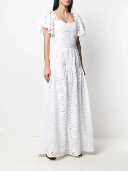 Rochie maxi Alberta Ferretti cu broderie alb