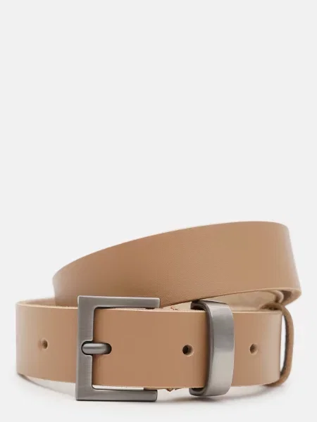 Кожаный ремень Borsa Leather с ремешками бежевый