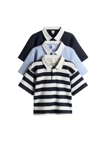 The Set Tricou bleumarin / albastru deschis alb
