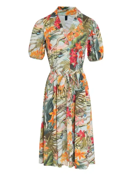 Sukienka Lygia & Nanny w kwiatki z nadrukiem garniturowa zielona