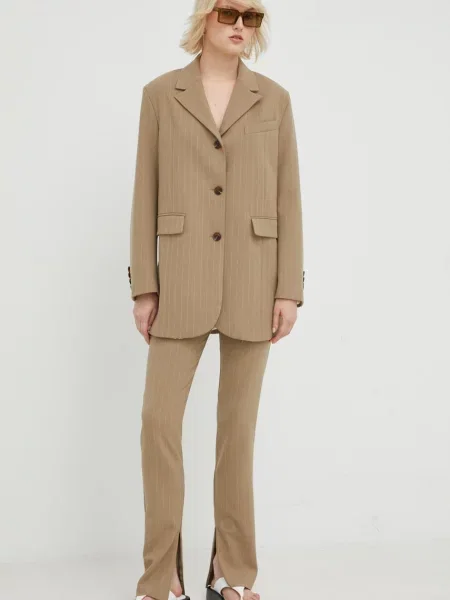 Піджак Samsoe Samsoe однобортний візерунок бежевий