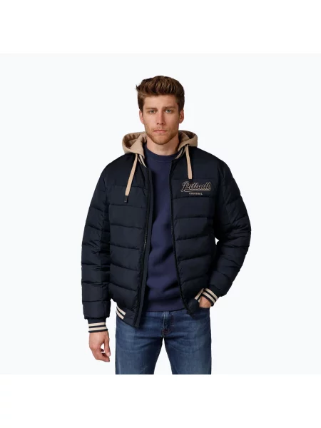 Férfi kabát Pitbull Hidden Quilted Hooded dark navy/beige Hidden Quilted Hooded bézs