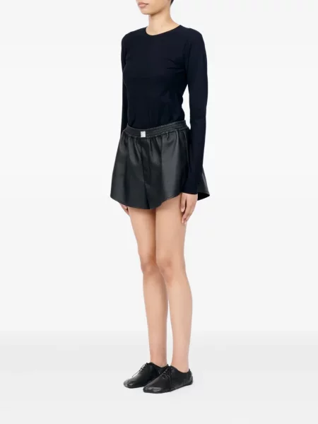 Кожени шорти Mm6 Maison Margiela черно
