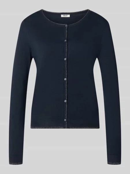 Kardigan o kroju slim fit z mieszanki model MAGLIA APERTA' Liu Jo White granatowy