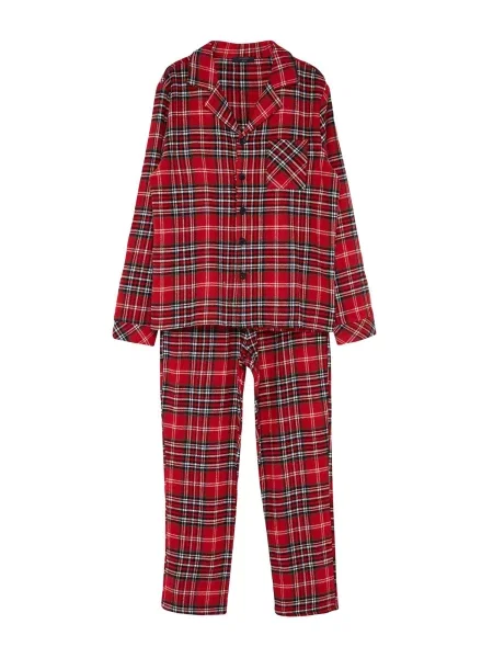 Trendyol Pijama lungă roșu / negru alb