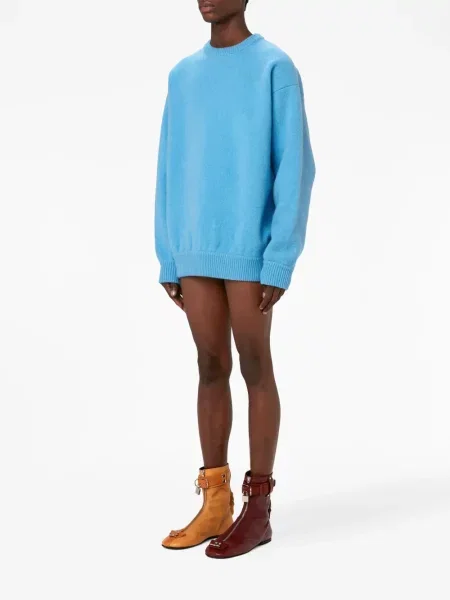 Megztinis Jw Anderson iš merino vilnos apvaliu kaklu mėlyna