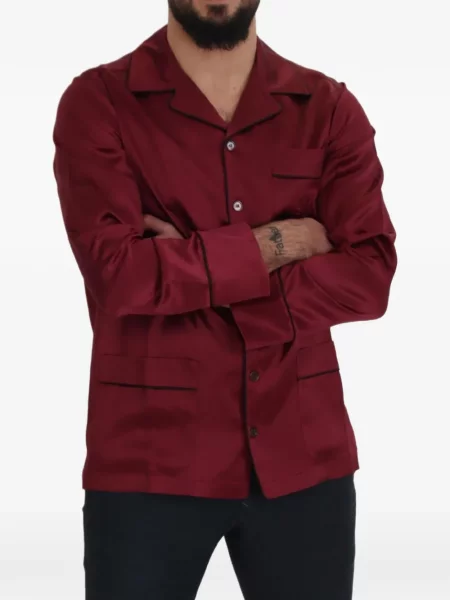 Pijamale Dolce & Gabbana de mătase roșu