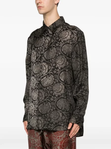 Риза с флорален принт Uma Wang на цветя с принт черно