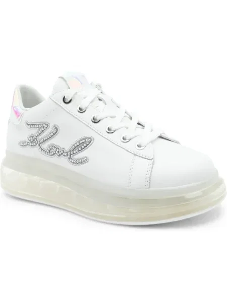 Karl Lagerfeld De piele teniși KAPRI KUSHION Signia Pearl Logo Lo alb