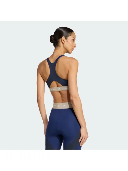 Biustonosz treningowy TECHFIT Color Block zapewniający średnie wsparcie niebieski