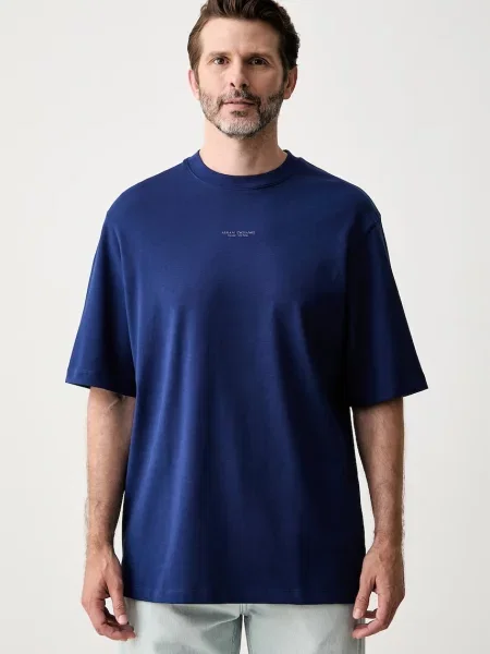 Armani Exchange tricou basic de damă din albastru