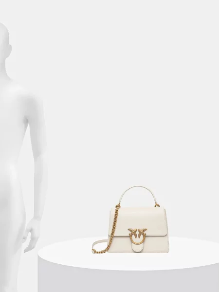 Pinko чанта crossbody дамска от кожа бяло