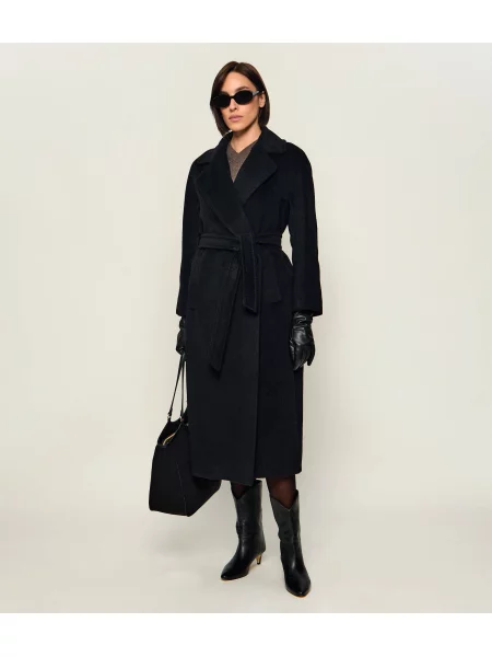 Weekend MaxMara Gyapjú hosszú kabát Wkdtempera fekete