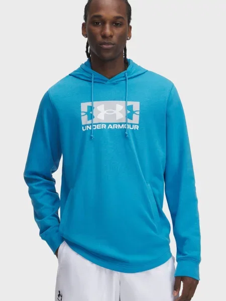 Махровая спортивная кофта Under Armour с капюшоном синяя