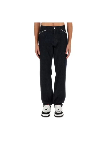 Jeansy straight leg Dolce And Gabbana z 5 kieszeniami niebieskie