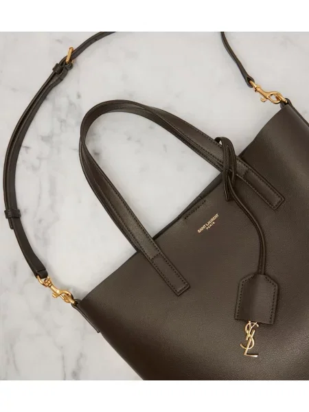 Geantă shopper Saint Laurent din piele verde